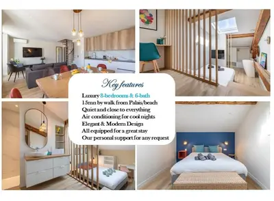 Un ou plusieurs lits dans un hébergement de l'établissement BRP Cannes Center,Top floor Luxurious house,8 bed