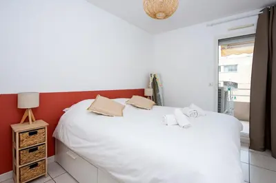 Un ou plusieurs lits dans un hébergement de l'établissement Appartement Antibéa - Welkeys