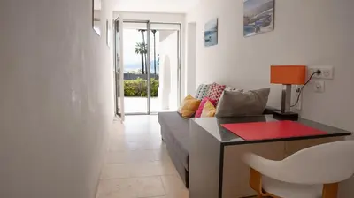 Coin salon dans l'établissement Superbe Villa-Appartement sur la Croisette avec grande terrasse