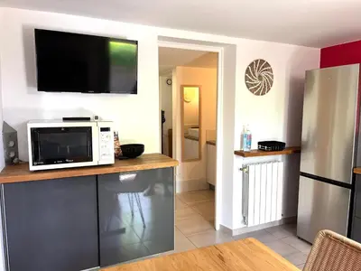 Cuisine ou kitchenette dans l'établissement Appartement deux pièces donnant sur un jardin