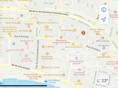 Plan de l'établissement Cannes banane, T2 centre ville, 400 m des plages