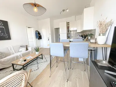 Cuisine ou kitchenette dans l'établissement Cannes banane, T2 centre ville, 400 m des plages