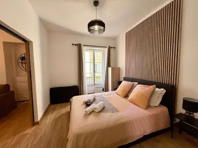 Un ou plusieurs lits dans un hébergement de l'établissement A006 Superbe Appartement dans le Carre d'Or-Cannes