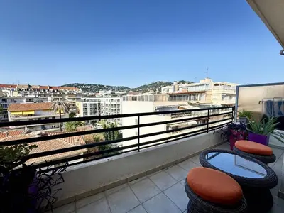 Balcon ou terrasse dans l'établissement Cannes proche Croisette - 2 pièces au calme avec terrasse