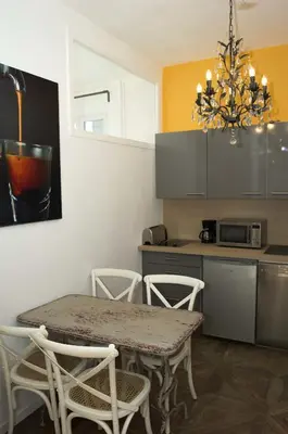 Cuisine ou kitchenette dans l'établissement Appartement Cannes rue Marceau