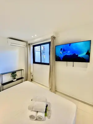 Télévision ou salle de divertissement dans l'établissement Appartement proche mer SC MACH