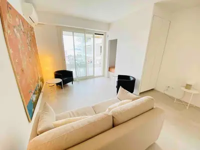 Coin salon dans l'établissement Amazing sea view, parking, easy beach access