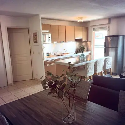 Cuisine ou kitchenette dans l'établissement Apt calme 2 chambres vue dégagée