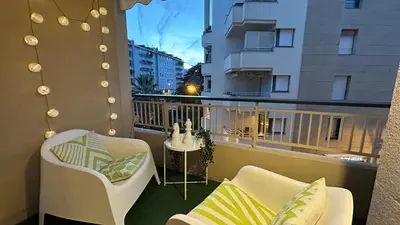 Balcon ou terrasse dans l'établissement Charmant studio Croisette