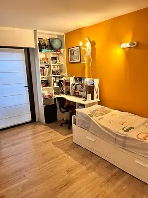 Un ou plusieurs lits dans un hébergement de l'établissement T3 pièces lumineux à à 1 min de la plage Quartier Palm Beach Cannes