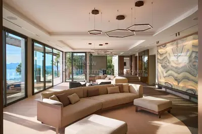 Coin salon dans l'établissement Cannes villa 6 chambres - Elisabeth