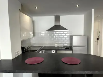 Cuisine ou kitchenette dans l'établissement Grand Studio Centre Cannes