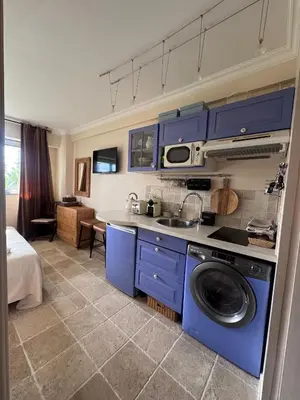 Cuisine ou kitchenette dans l'établissement CHARMANT STUDIO AVEC PISCINE à LA MIRANDOLE