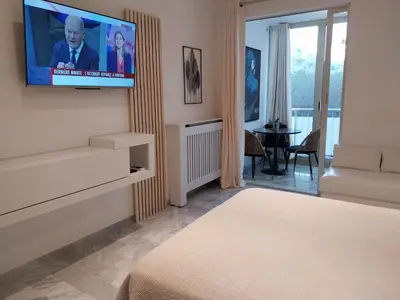 Télévision ou salle de divertissement dans l'établissement Palm beach Cannes La Brise