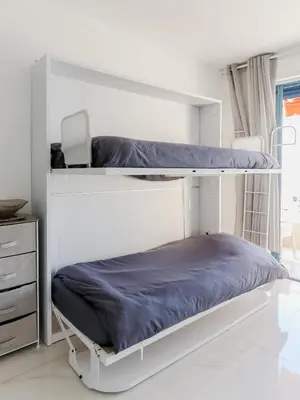 Un ou plusieurs lits dans un hébergement de l'établissement Sea view in Juan Les Pins