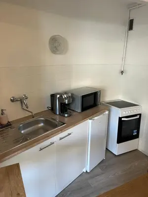 Cuisine ou kitchenette dans l'établissement Coquet studio 10 min de Cannes