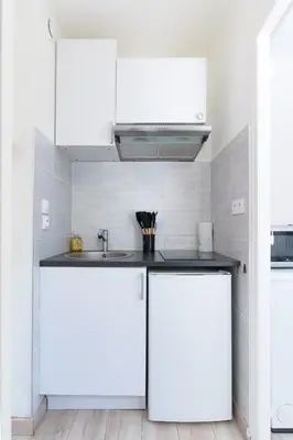 Cuisine ou kitchenette dans l'établissement Studio en bord de plage