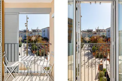 Balcon ou terrasse dans l'établissement CALYPSO- Superbe perle, Vieil Antibes, wifi, climatisation