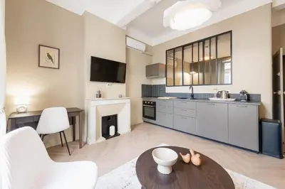 Cuisine ou kitchenette dans l'établissement Renovated 1-Br Apartment Heart of Cannes