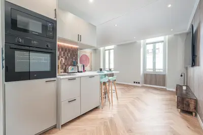 Cuisine ou kitchenette dans l'établissement Bel appartement centre Cannes 1min de la Croisette