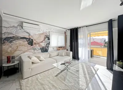 Coin salon dans l'établissement Appartement Moderne à Cannes