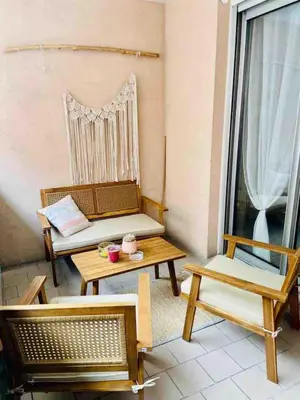 Coin salon dans l'établissement Charming apartment 100m from the beach
