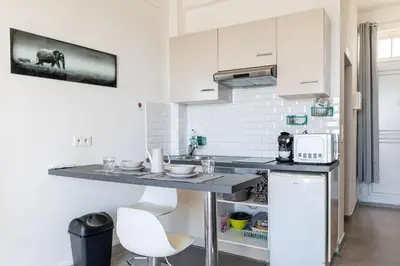Cuisine ou kitchenette dans l'établissement GRAND PALAIS - Beautiful top floor studio - Sea front with AC
