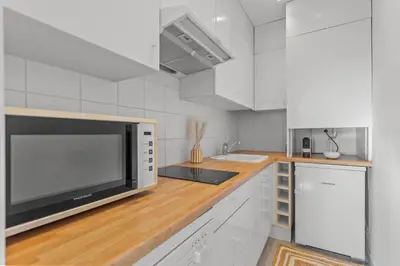 Cuisine ou kitchenette dans l'établissement Appartement à Cannes