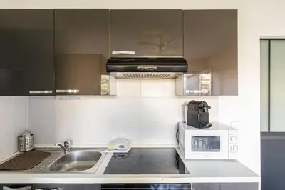 Cuisine ou kitchenette dans l'établissement COCO - Beau 2 P climatisé wifi terrasse piscine