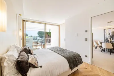 Un ou plusieurs lits dans un hébergement de l'établissement REF 1981 - Cannes sea view apartment Cannes Palm Beach