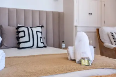 Un ou plusieurs lits dans un hébergement de l'établissement Appartement vue mer panoramique