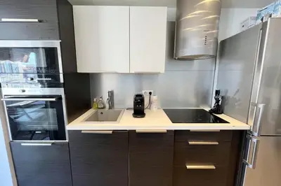 Cuisine ou kitchenette dans l'établissement T2 apartment with terrace in Cannes