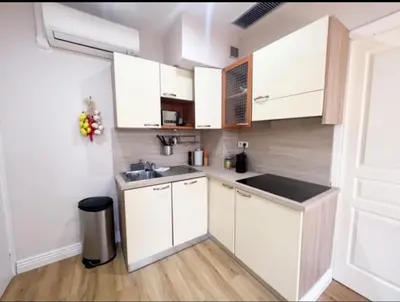 Cuisine ou kitchenette dans l'établissement Appartement, proche du palais des festivals, plage et commerces