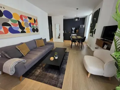 Coin salon dans l'établissement 2 Bedrooms 5 min walk to Croisette