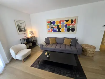 Coin salon dans l'établissement 2 Bedrooms 5 min walk to Croisette