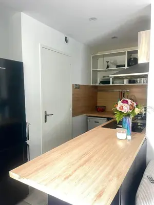 Cuisine ou kitchenette dans l'établissement App 4 pers avec terrasse
