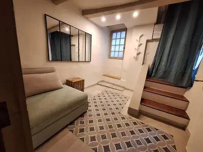Un ou plusieurs lits dans un hébergement de l'établissement Vue et charme provençal à Biot - La Maison du Mitan