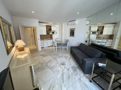 Cuisine ou kitchenette dans l'établissement 540 Cannes La Croisette - Joli studio au calme coté jardin