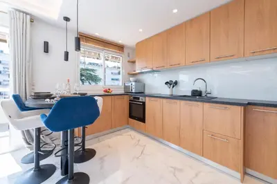 Cuisine ou kitchenette dans l'établissement Spacious 1-Br Apartment with Terrace Heart of Cannes