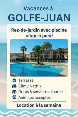 Plan de l'établissement Golf Juan Riviera, piscine, 5min plage