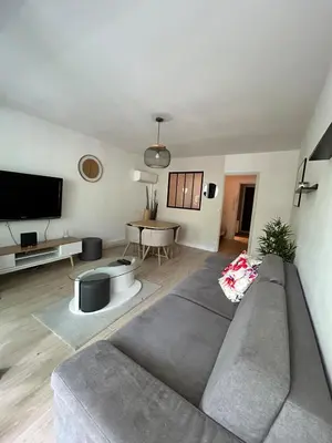 Télévision ou salle de divertissement dans l'établissement Juan-les-Pins 2 pièces avec parking & proches des plages