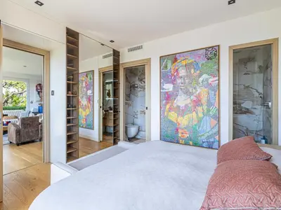 Un ou plusieurs lits dans un hébergement de l'établissement Modern flat with sea view - AC- 2BR- 4P - Cannes