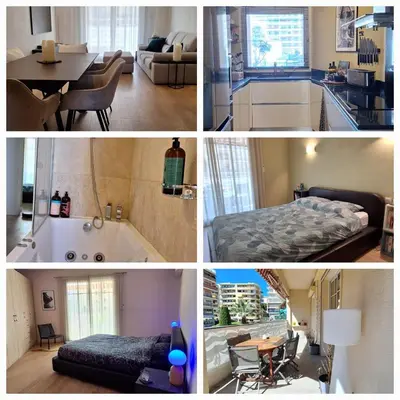 Un ou plusieurs lits dans un hébergement de l'établissement Spacieux et lumineux 2 chambres terrasse