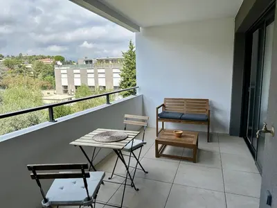 Balcon ou terrasse dans l'établissement Rooftop Pool