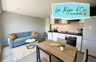 Cuisine ou kitchenette dans l'établissement La Rose d'Or SCLS - Wifi, Parking
