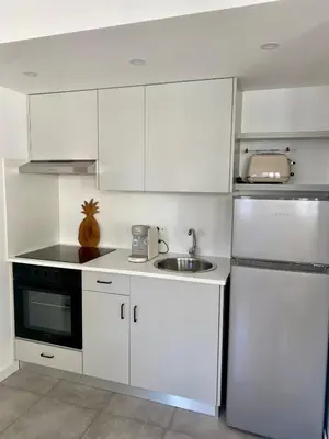 Cuisine ou kitchenette dans l'établissement Appartement lumineux, rénové et à 10 min de la plage & parking - Cagnes sur Mer !