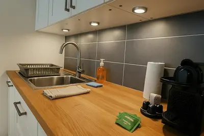 Cuisine ou kitchenette dans l'établissement Charming apartment between beach and center of Juan-les-Pins