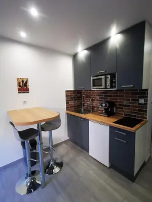 Cuisine ou kitchenette dans l'établissement Cozy Studio in Juan les Pins 700m from Beach