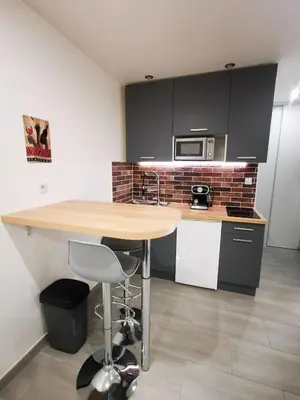 Cuisine ou kitchenette dans l'établissement Cozy Studio in Juan les Pins 700m from Beach