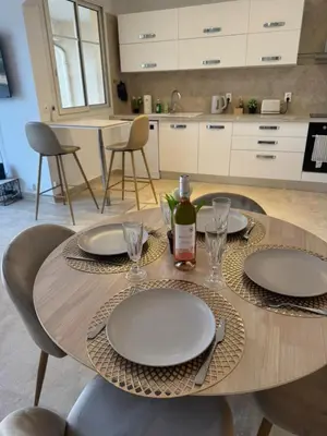Cuisine ou kitchenette dans l'établissement Charmant T2 rénové avec grande terrasse